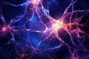 AI generated The visual allure of a neuron with abundant bright purple blossoms photo