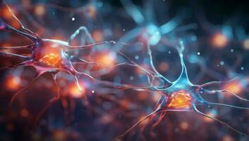 AI generated The visual narrative of brain development portrayed with the aesthetics of cellular formations photo