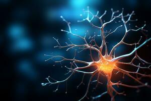 AI generated The striking image of a neuron and its branching dendrites photo