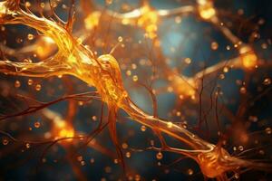 AI generated Close up view of the intricate structure of a nerve photo