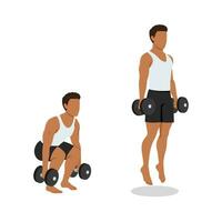 Man doing Dumbbell Jump squat exercise. vector