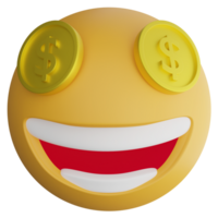 Money emoji clipart flat design icon isolated on transparent background, 3D render emoji and emoticon concept png