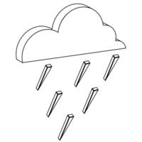 isometric outline icon rainy weather vector