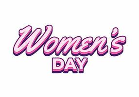 Women's day.Text effect in pink purple color with 3D look vector