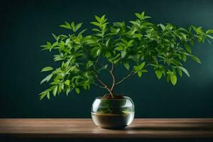 ai generado un pequeño planta en un florero en un table.ai-generado foto