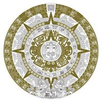 Vector design of Aztec calendar, monolithic disk of the ancient Mexica, sun stone of the Aztec civilization