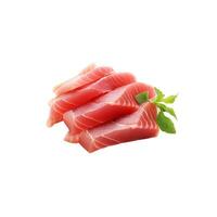 ai generado gráfico 3d representación de rebanado y Fresco atún sashimi, aislado para culinario creatividad foto