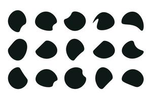 Random blob shapes. Organic blobs set. Rounded abstract organic shape collection. Random shapes of cube, pebble, inkblot, amoeba, drops and stone silhouettes. Blotch texture vector set