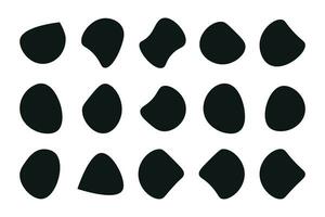 Random blob shapes. Organic blobs set. Rounded abstract organic shape collection. Random shapes of cube, pebble, inkblot, amoeba, drops and stone silhouettes. Blotch texture vector set