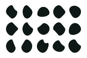 Random blob shapes. Organic blobs set. Rounded abstract organic shape collection. Random shapes of cube, pebble, inkblot, amoeba, drops and stone silhouettes. Blotch texture vector set