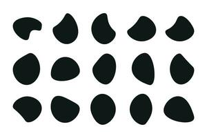 Random blob shapes. Organic blobs set. Rounded abstract organic shape collection. Random shapes of cube, pebble, inkblot, amoeba, drops and stone silhouettes. Blotch texture vector set