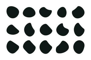 Random blob shapes. Organic blobs set. Rounded abstract organic shape collection. Random shapes of cube, pebble, inkblot, amoeba, drops and stone silhouettes. Blotch texture vector set