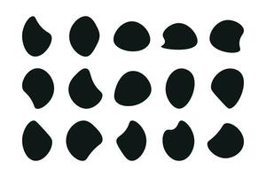 Random blob shapes. Organic blobs set. Rounded abstract organic shape collection. Random shapes of cube, pebble, inkblot, amoeba, drops and stone silhouettes. Blotch texture vector set