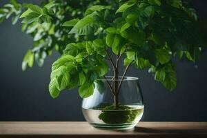 ai generado un florero con un planta en eso en un mesa. generado por ai foto