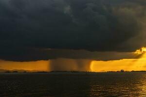 Cloudscape scene a rainfall at sunset time. photo