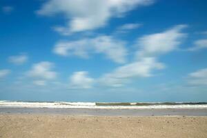 Motion of cloud on the beach in the summer. Out of focus image. photo