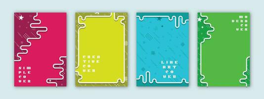 cover set, simple, minimalist and colorful abstract background, with geometric elements and lines vector