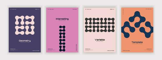 a set of geometric style business covers with various creative abstract shapes vector