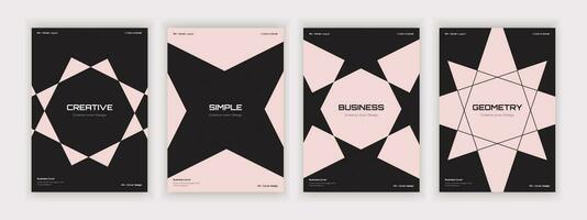 a set of geometric style business covers with various creative abstract shapes vector