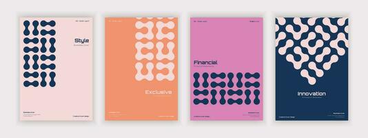 a set of geometric style business covers with various creative abstract shapes vector