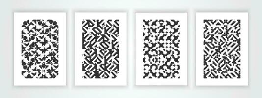 Retro black and white geometric pattern background, vector abstract. Trendy bauhaus pattern backgrounds op-art set