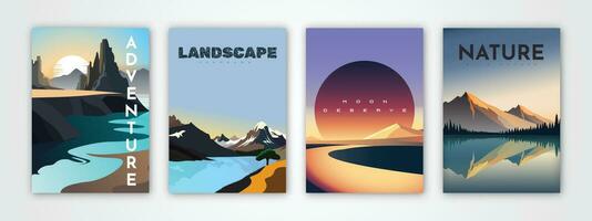cover with a background of natural mountain landscape views vector