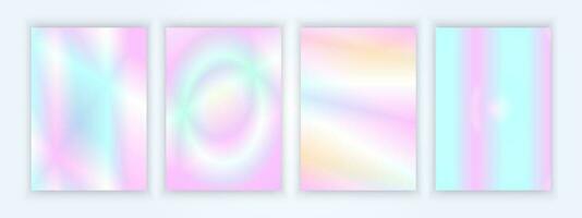 cover backgrounds set with modern abstract holographic color gradient. Smooth templates collection for brochures, posters, banners, flyers and cards vector