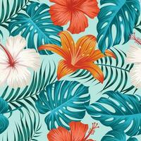 Floral seamless pattern with leaves. tropical background vector