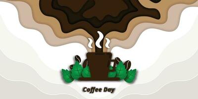 International day of coffee banner background vector