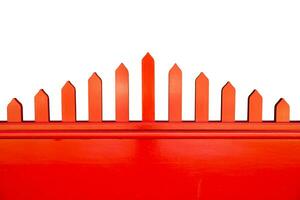 Red wooden fence at the entrance of the shrine, China. In public places photo