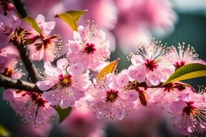 AI generated pink cherry blossoms are blooming in the spring. AI-Generated photo