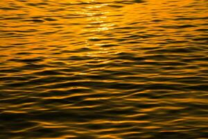 The water surface at the lake with light of sunset. photo