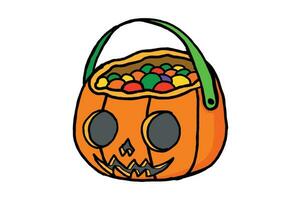 Halloween Pumpkin Head Candy Basket Trick Or Treat vector