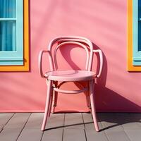 AI generated Bright stylish handmade chair, standing chair alone - AI generated image photo