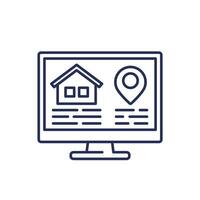 house or apartment search line icon on white photo