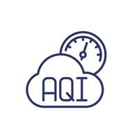 Air quality index, AQI line icon vector