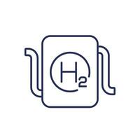 hydrogen power system icon, h2 energy source line vector