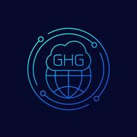 GHG, greenhouse gas icon, linear design vector