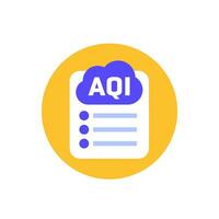 Air quality index, AQI icon with a checklist, flat vector