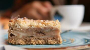 a caramel cake on cafe table video