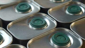 Olive oil tin can closeup video