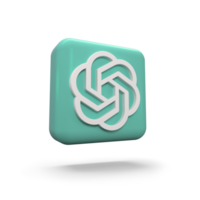 aberto logotipo, ai chatbot, chatgpt em verde fundo. chatgpt logotipo. 3d Renderização. png