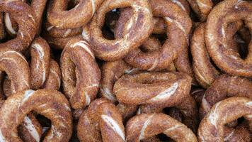 Turkish Bagel Simit on table video