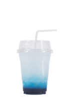 Blue hawaii italian soda drink in glass with straws. png