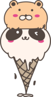 Cute animal ice cream illustration, Transparent background. png