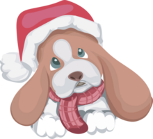 Christmas dog cartoon illustration, Transparent background. png