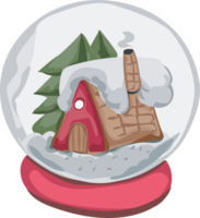 Christmas snowglobe cartoon illustration, Transparent background. png