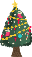 Christmas tree illustration on transparent background. png