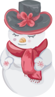 Christmas snowman cartoon illustration, Transparent background. png