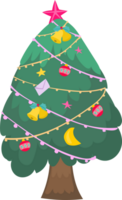 Christmas tree illustration on transparent background. png